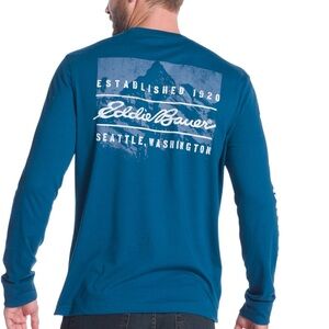 New Eddie Bauer Graphic Outdoors Long Sleeves Shirt Blue Size  XXL
